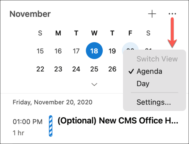 outlook for mac calendar pane